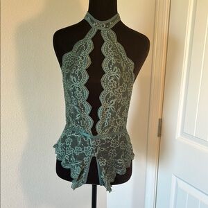 Green Lace Crotchless Lingerie